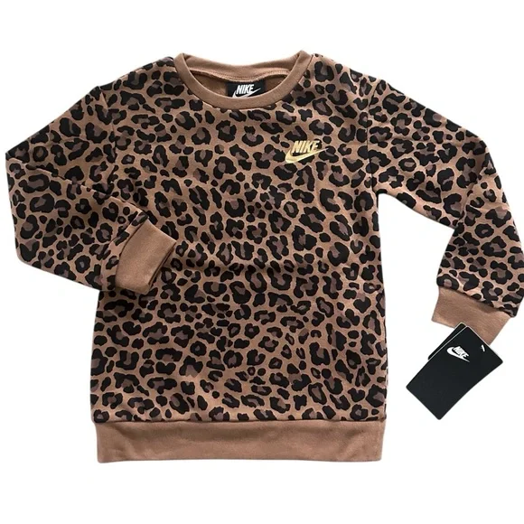 Nike Leopard Crewneck Sweatshirt & Black Leggings Girls Size 3T NWT - Picture 2 of 5